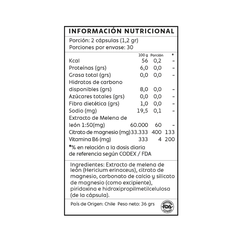 Melena De Leon + Citrato de Magnesio 120 Capsulas Mind Nutrition