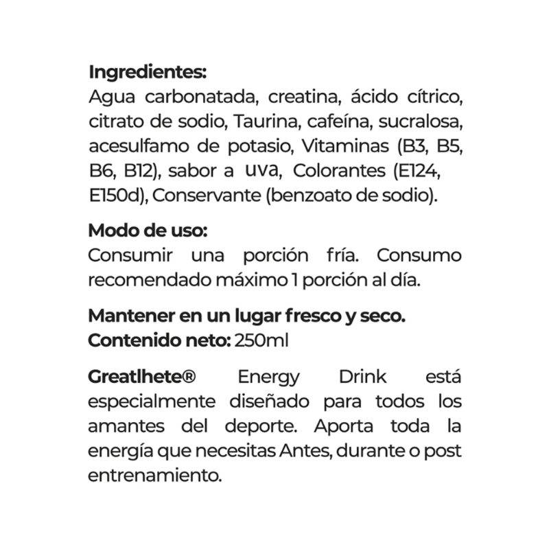 Energetica Sabor Uva Pump Infernal Greatlhete