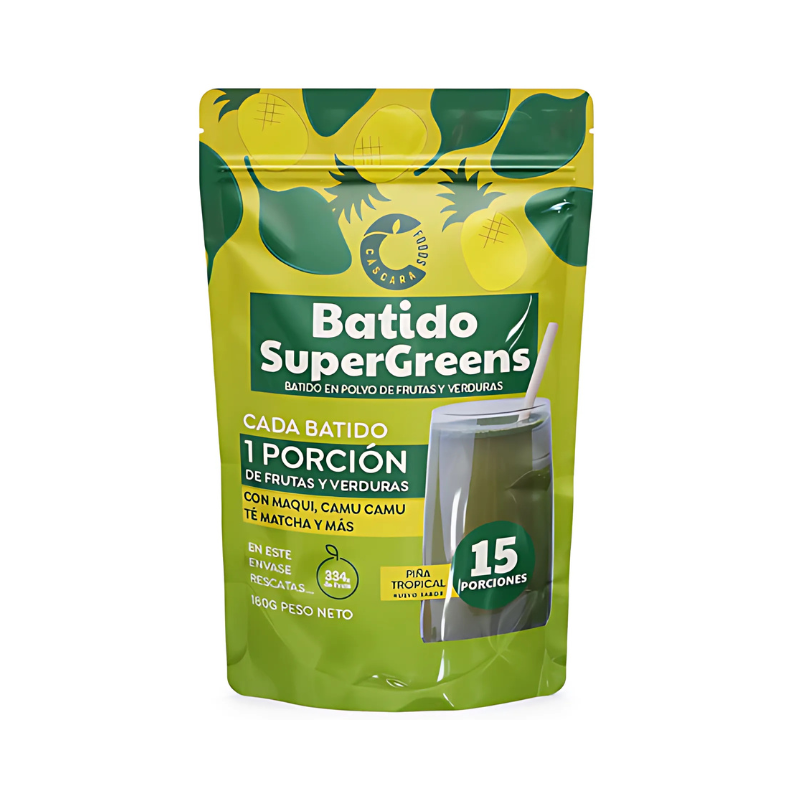 Batido Supergreens Piña 180 Grs Cascara Foods