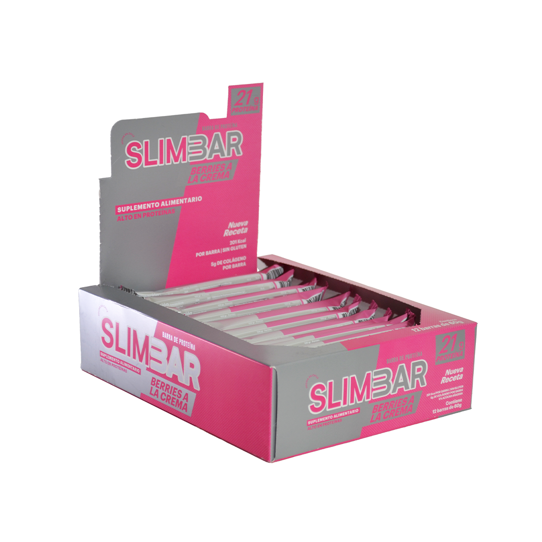 Barra de proteina Sabor Berries a La Crema 22 Grs. de proteina Slimbar