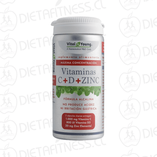 Vitamina C+D+Z Alcalina 60 Capsulas Vital & Young