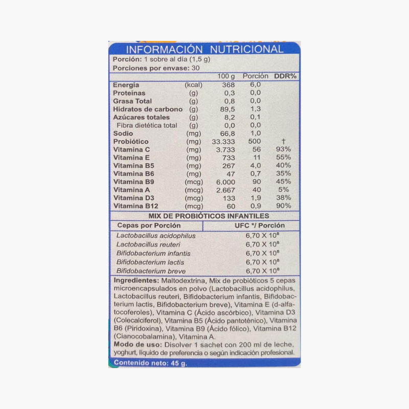 Vitaminas + Probioticos Para Niños 30 Sobres FNL